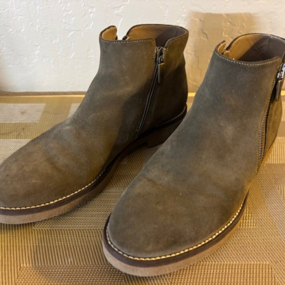 Italeau Waterproof Boots - Khaki Green Suede - Women's US Size 8.5